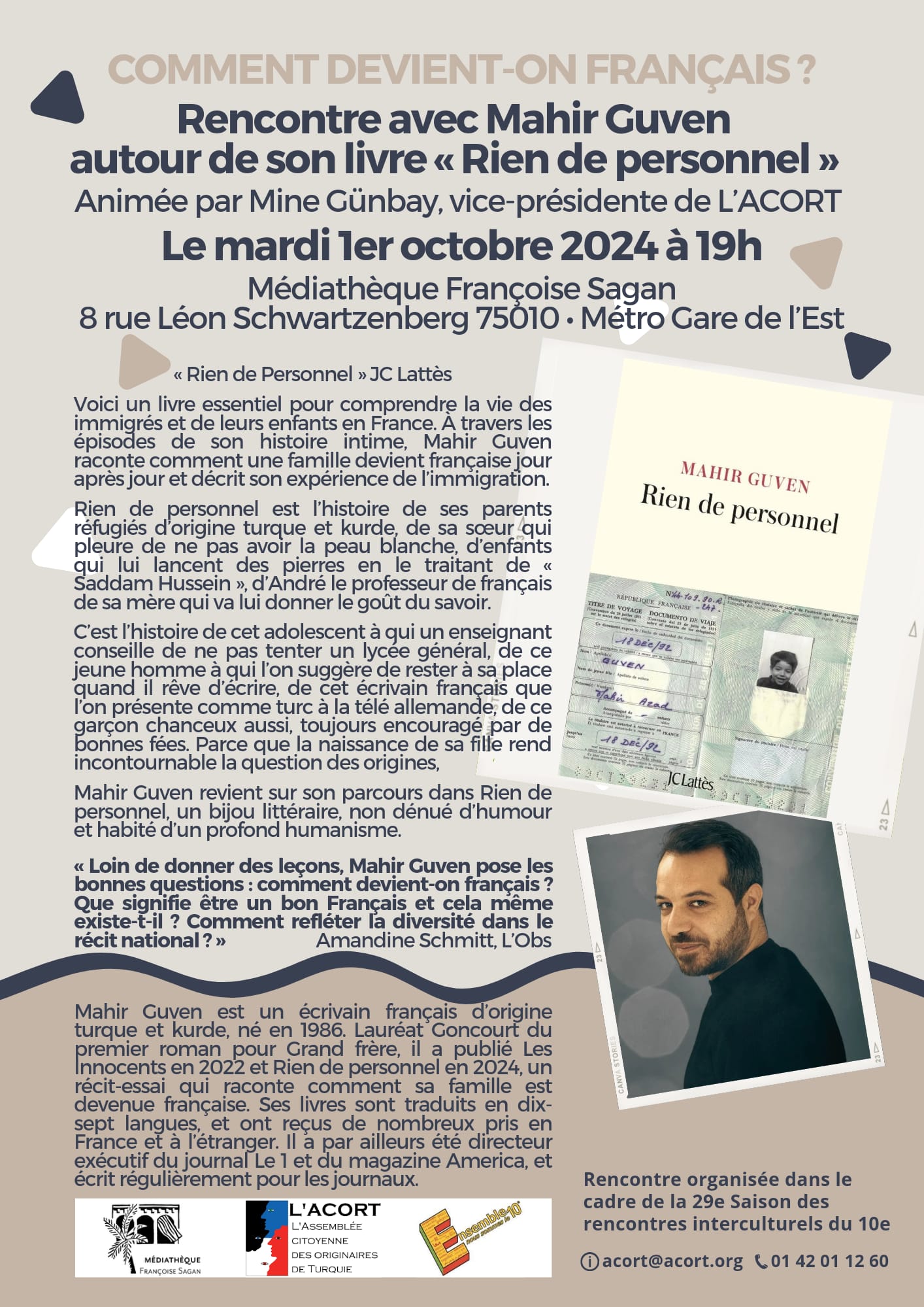 COMMENT DEVIENT-ON FRANÇAIS ? Rencontre avec Mahir Guven – ACORT